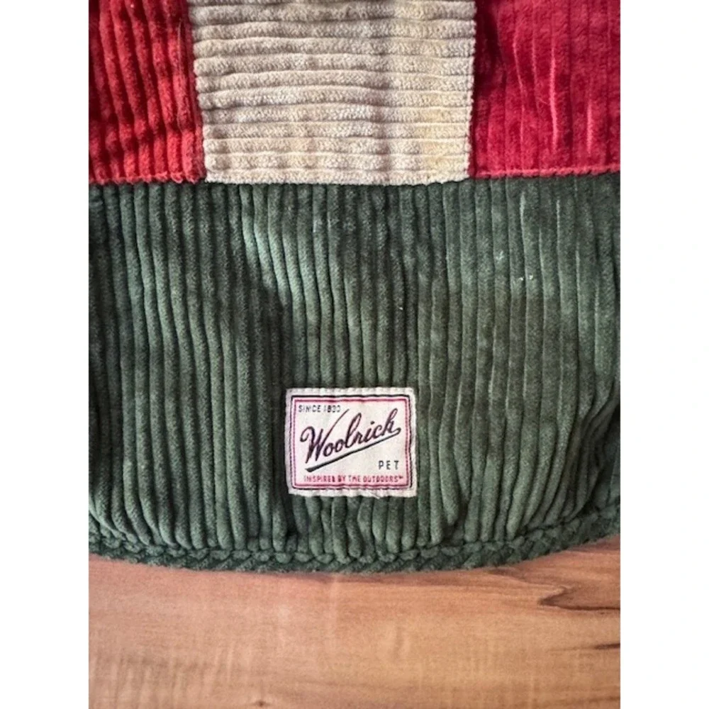Woolrich Pet Corduroy Patchwork Dog Coat Turtleneck Green Brown Red‎ Tan Size L